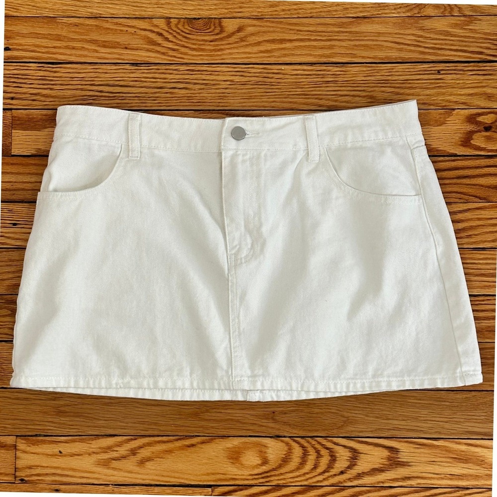 Song Of Style Aimee Song White Denim Low Rise Mini‎ Skirt XL Y2K Coquette